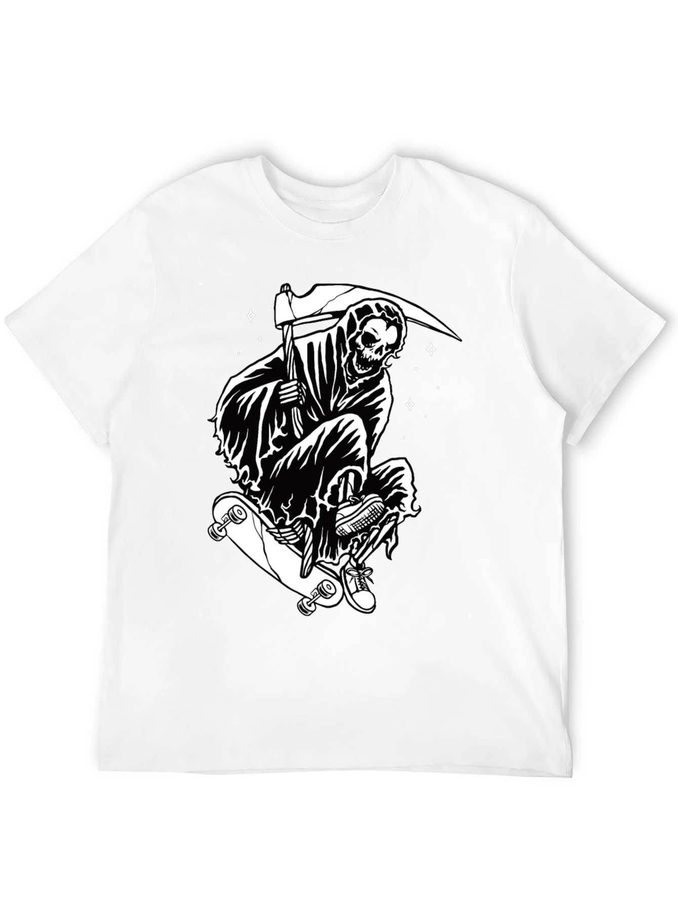 Skateboarding Grim Reaper Graphic Tee - Black