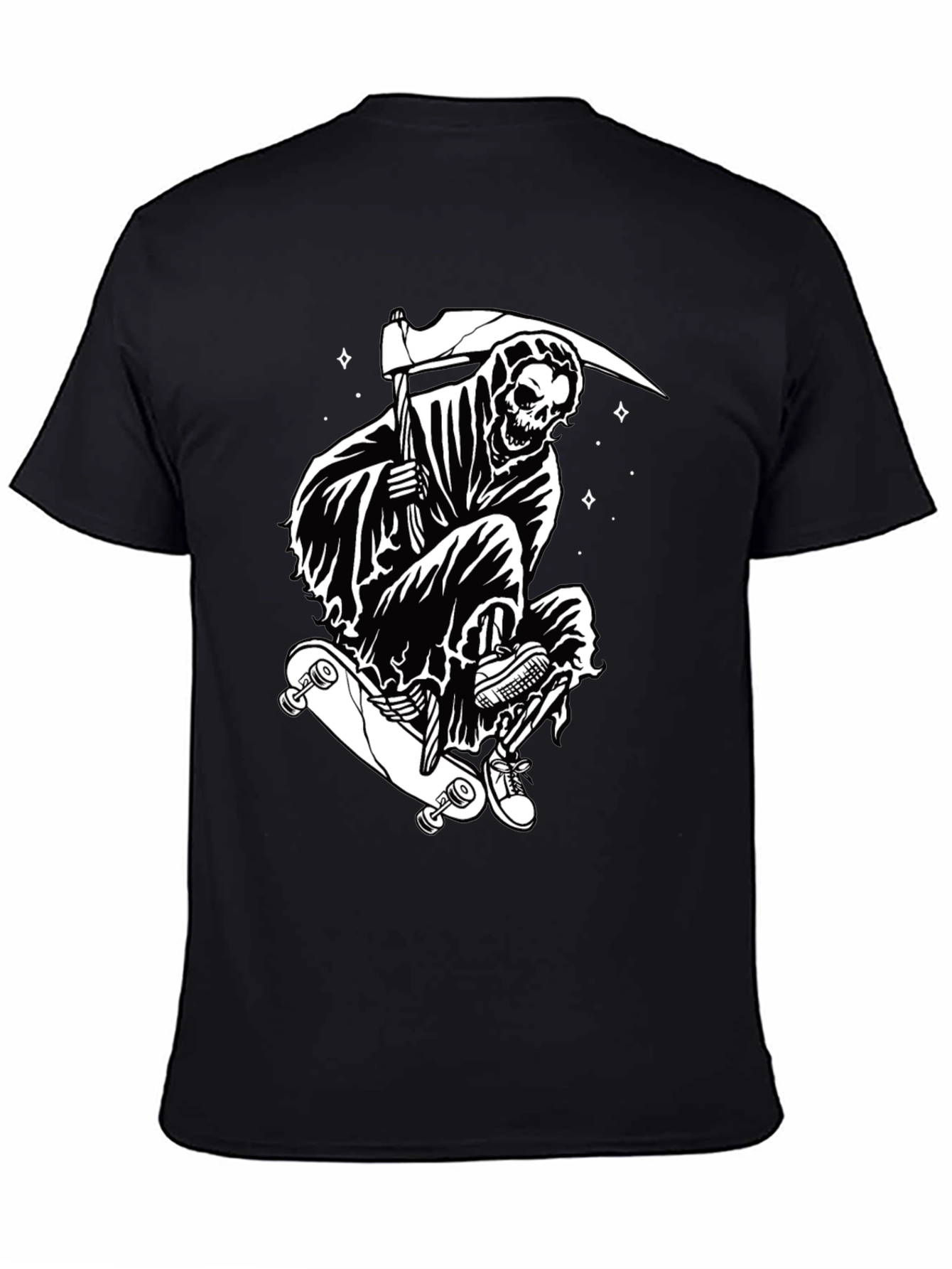 Skateboarding Grim Reaper Graphic Tee - Black