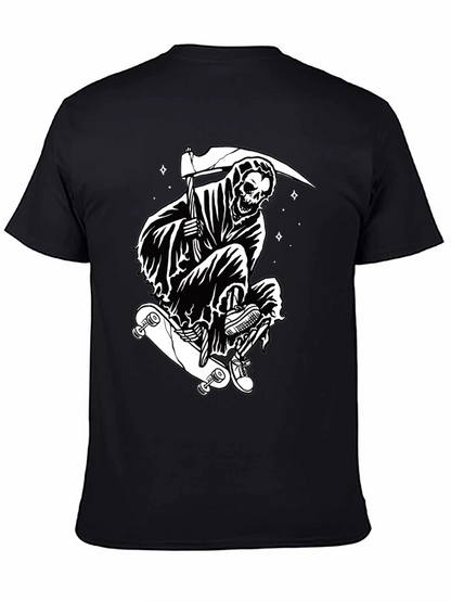 Skateboarding Grim Reaper Graphic Tee - Black