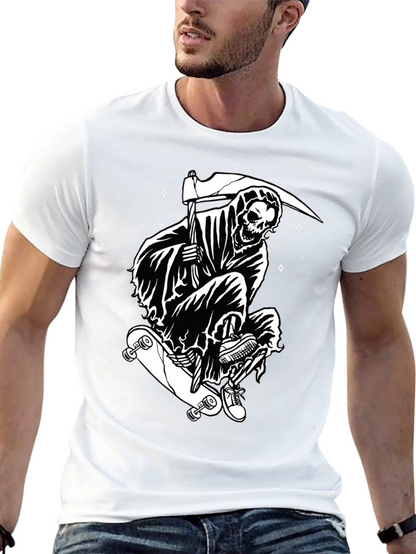 Skateboarding Grim Reaper Graphic Tee - Black