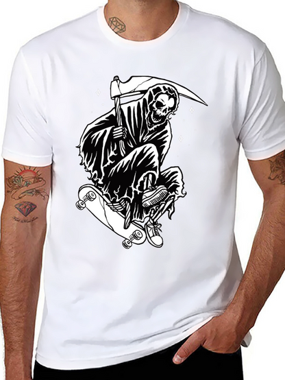 Skateboarding Grim Reaper Graphic Tee - Black