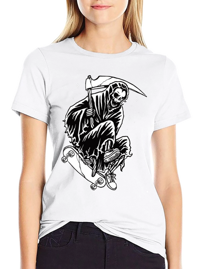 Skateboarding Grim Reaper Graphic Tee - Black