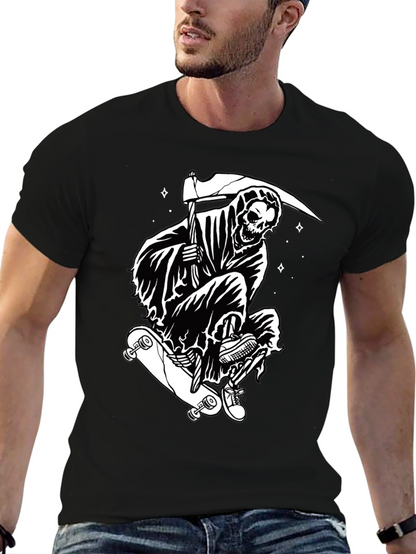 Skateboarding Grim Reaper Graphic Tee - Black