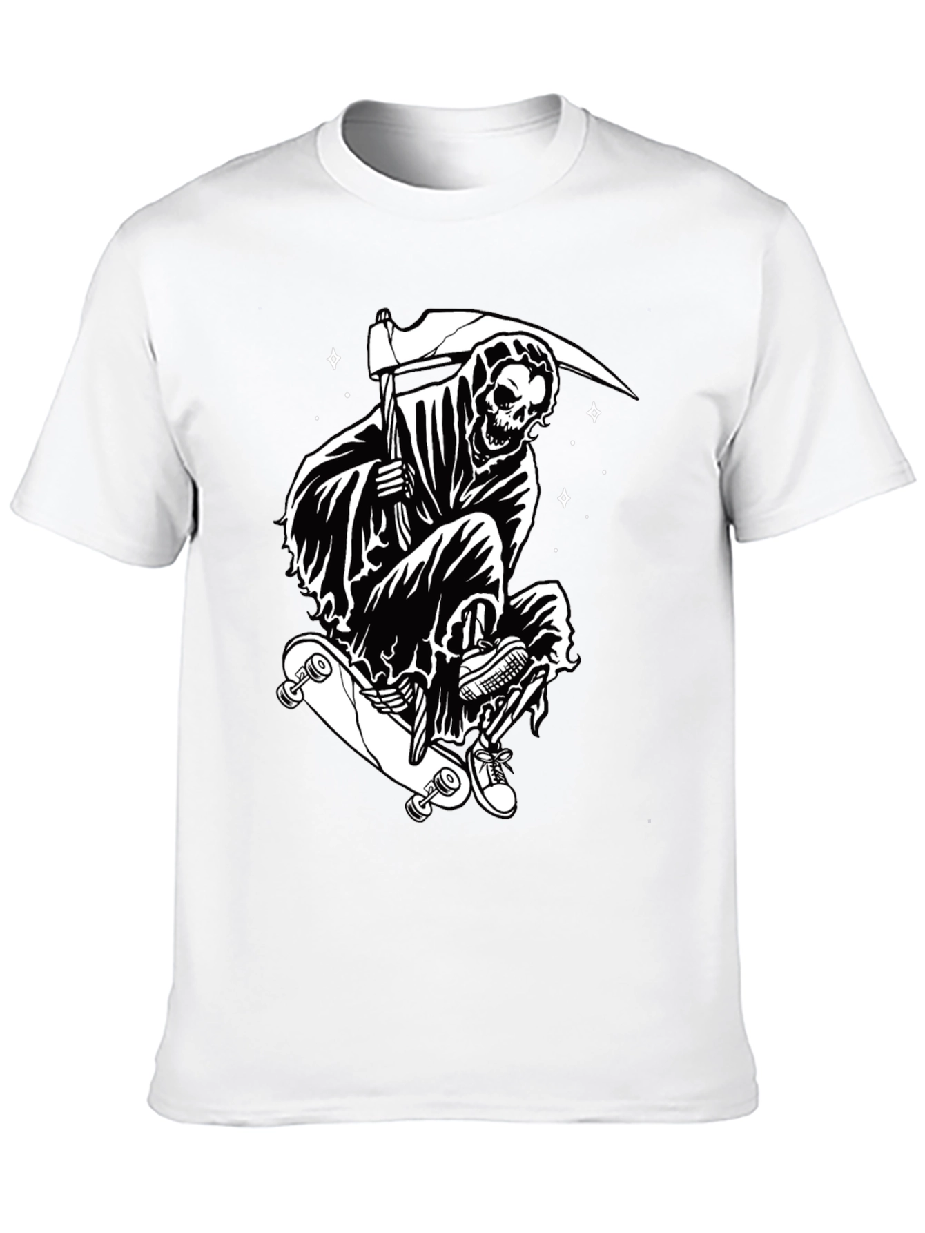 Skateboarding Grim Reaper Graphic Tee - Black
