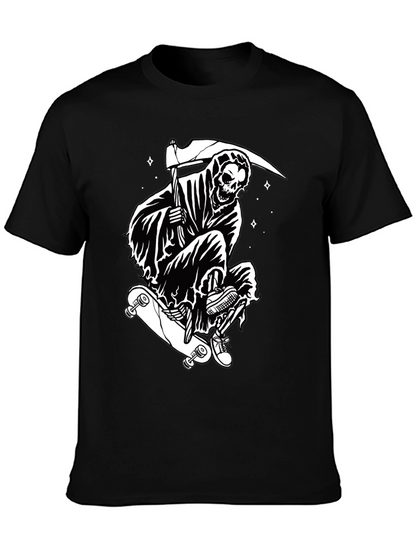 Skateboarding Grim Reaper Graphic Tee - Black