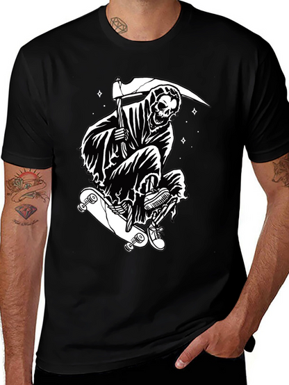 Skateboarding Grim Reaper Graphic Tee - Black