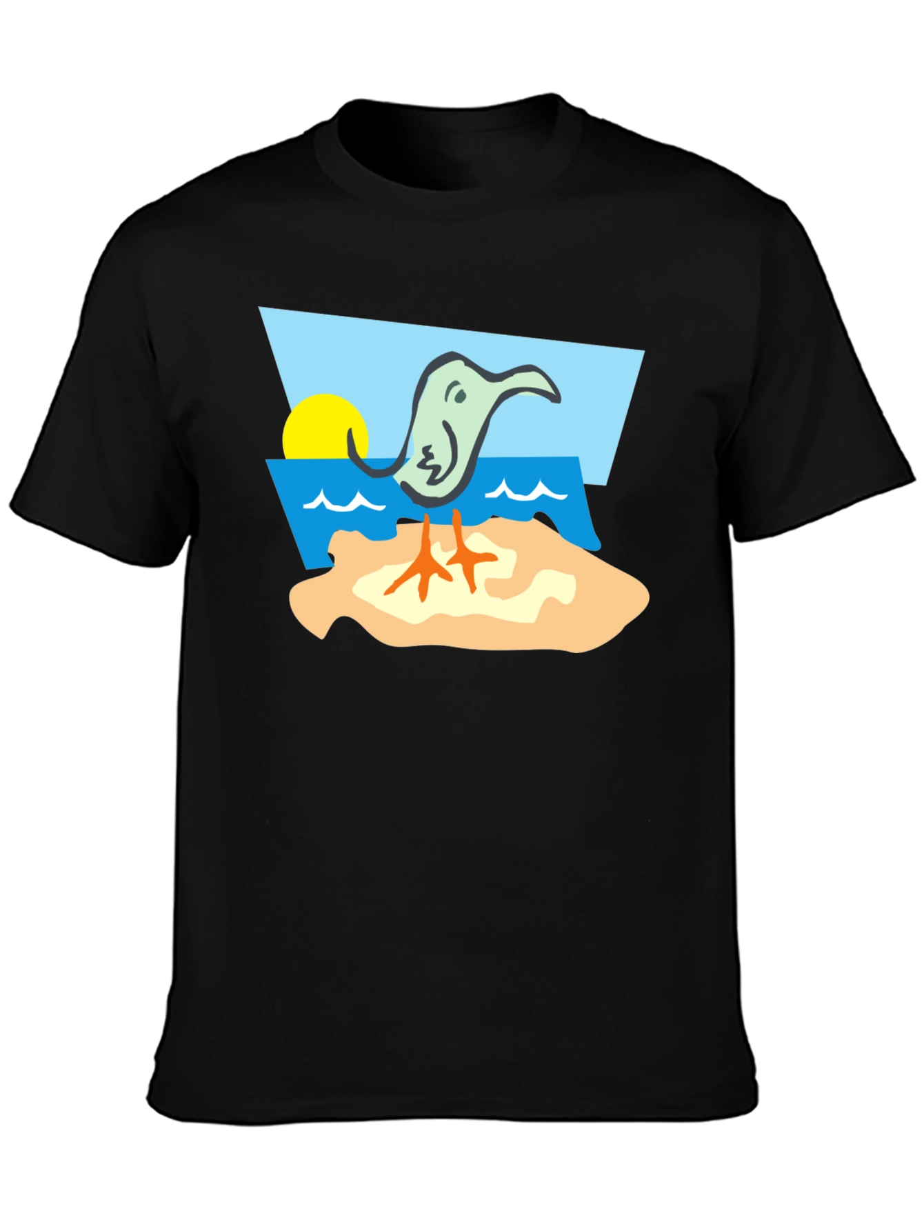 Cartoon Bird Beach T-Shirt - Unique Design