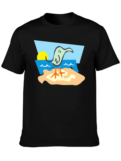 Cartoon Bird Beach T-Shirt - Unique Design