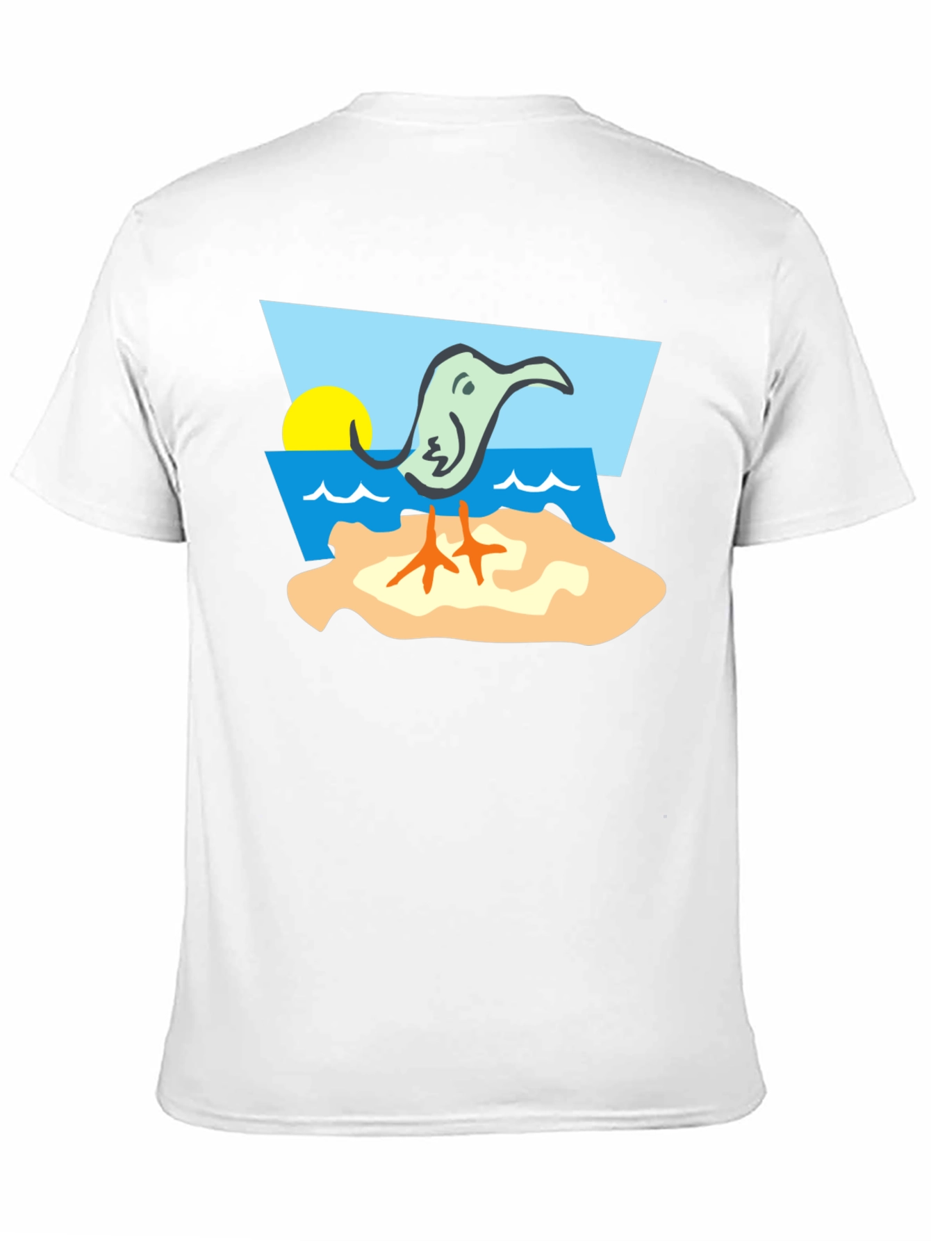 Cartoon Bird Beach T-Shirt - Unique Design