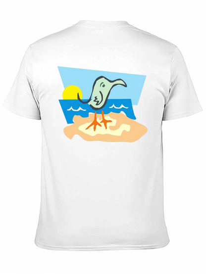 Cartoon Bird Beach T-Shirt - Unique Design