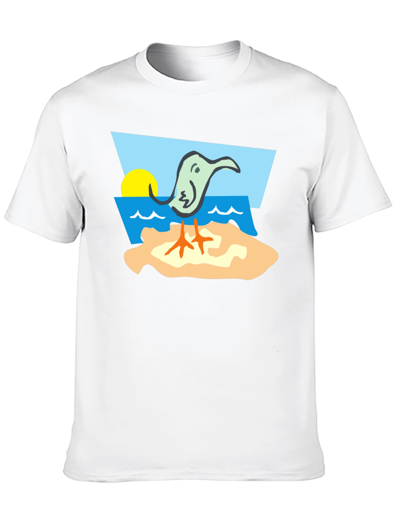 Cartoon Bird Beach T-Shirt - Unique Design