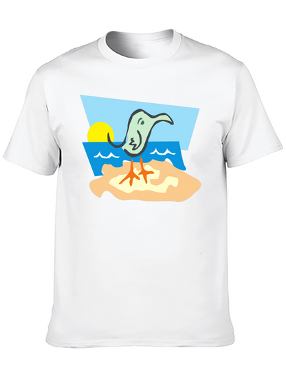 Cartoon Bird Beach T-Shirt - Unique Design