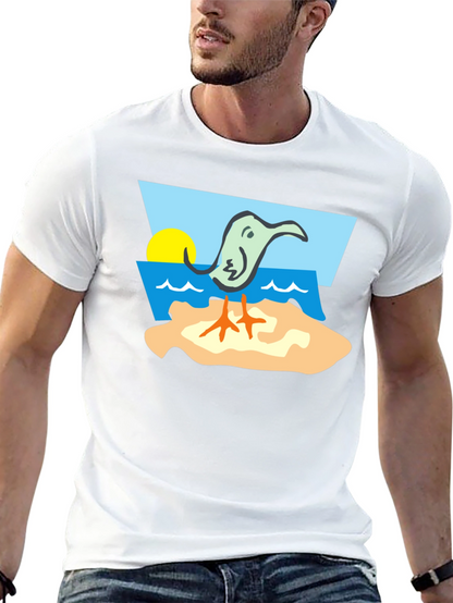 Cartoon Bird Beach T-Shirt - Unique Design
