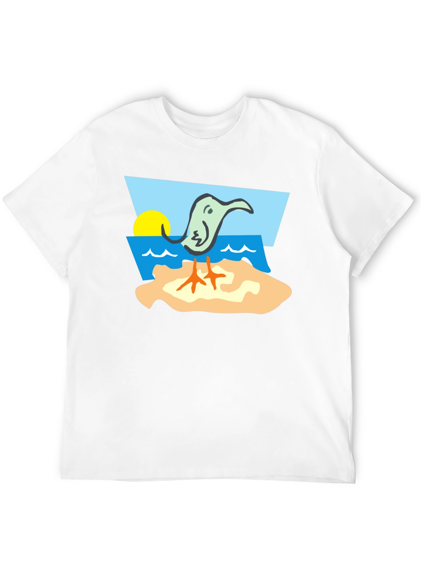 Cartoon Bird Beach T-Shirt - Unique Design