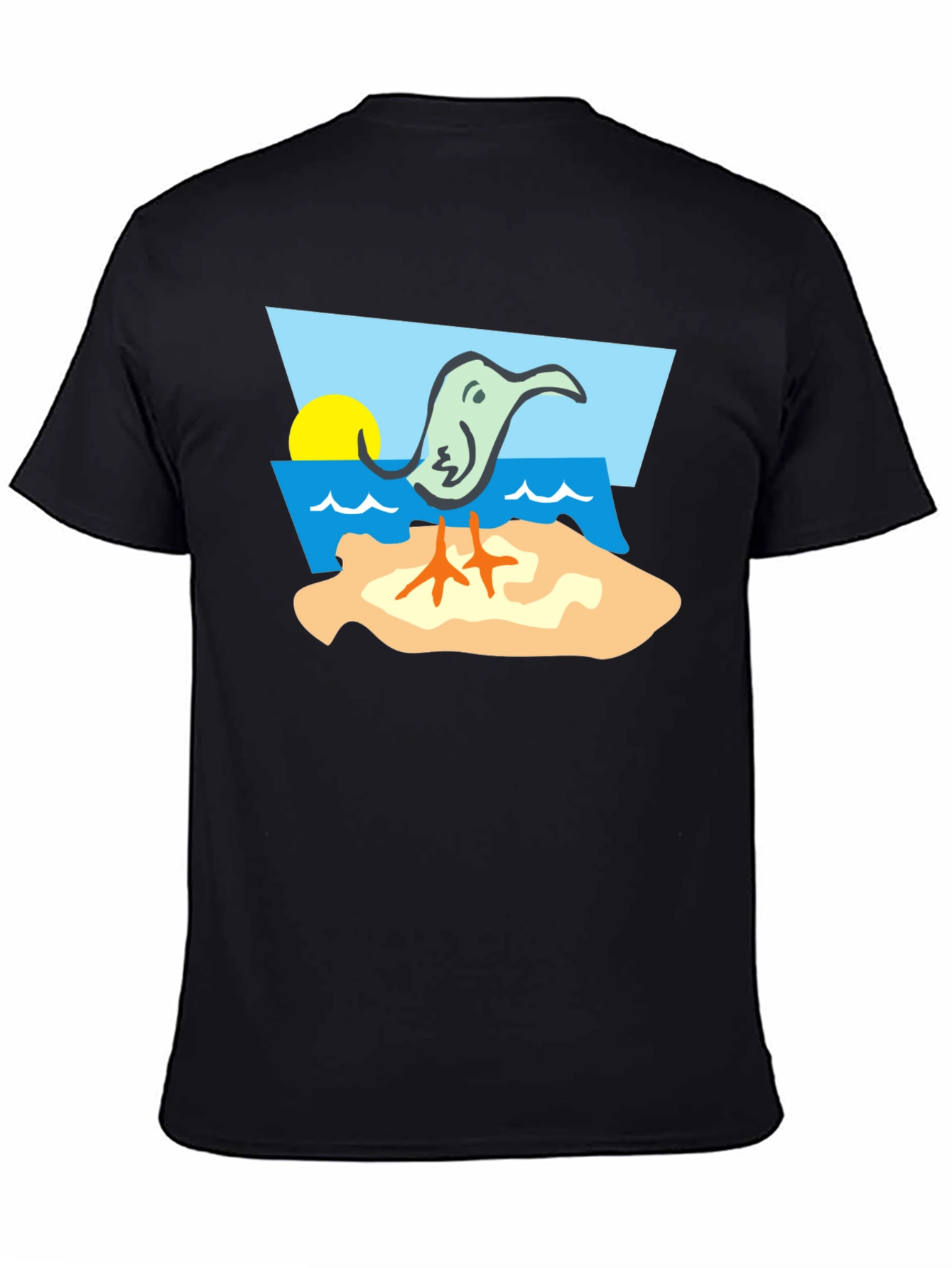 Cartoon Bird Beach T-Shirt - Unique Design