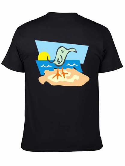 Cartoon Bird Beach T-Shirt - Unique Design