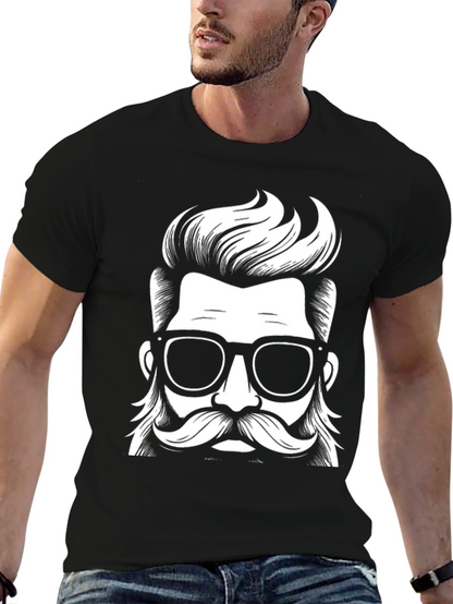 Stylish Black T-Shirt with Hipster Graphic