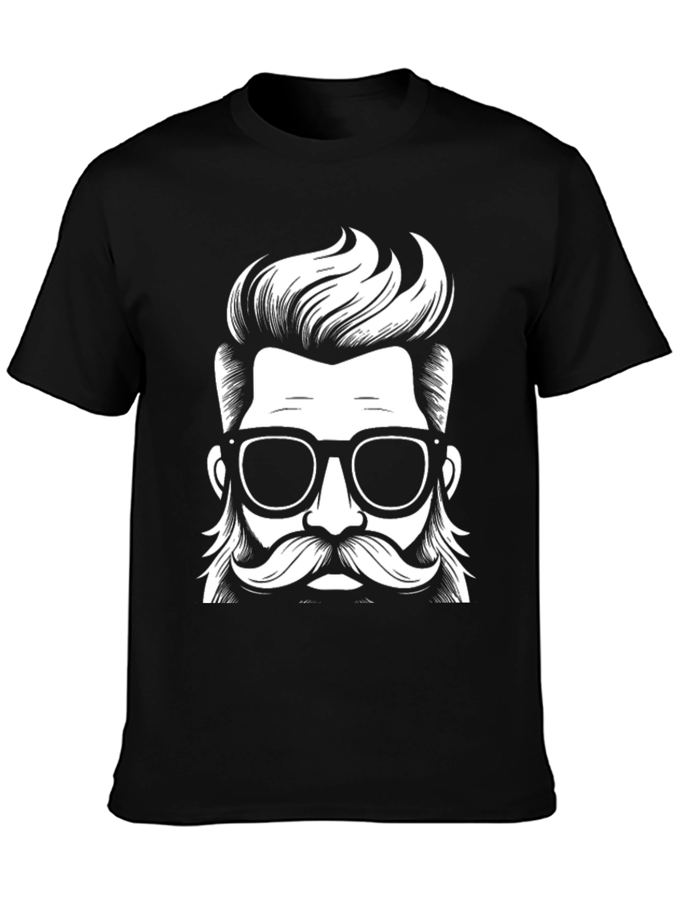 Stylish Black T-Shirt with Hipster Graphic