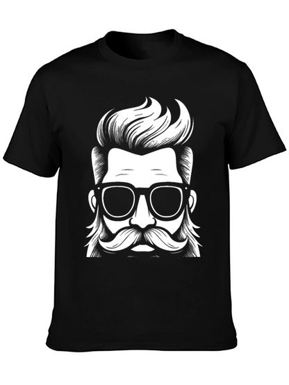 Stylish Black T-Shirt with Hipster Graphic