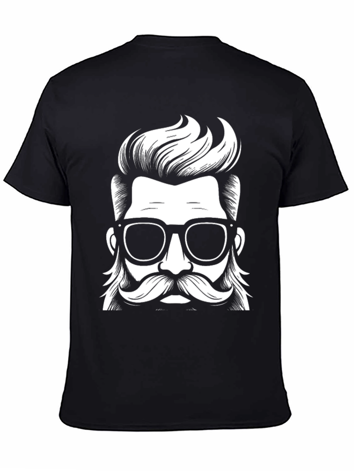 Stylish Black T-Shirt with Hipster Graphic