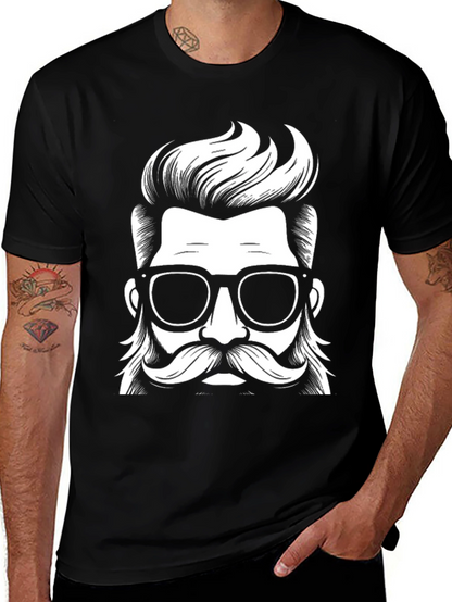 Stylish Black T-Shirt with Hipster Graphic