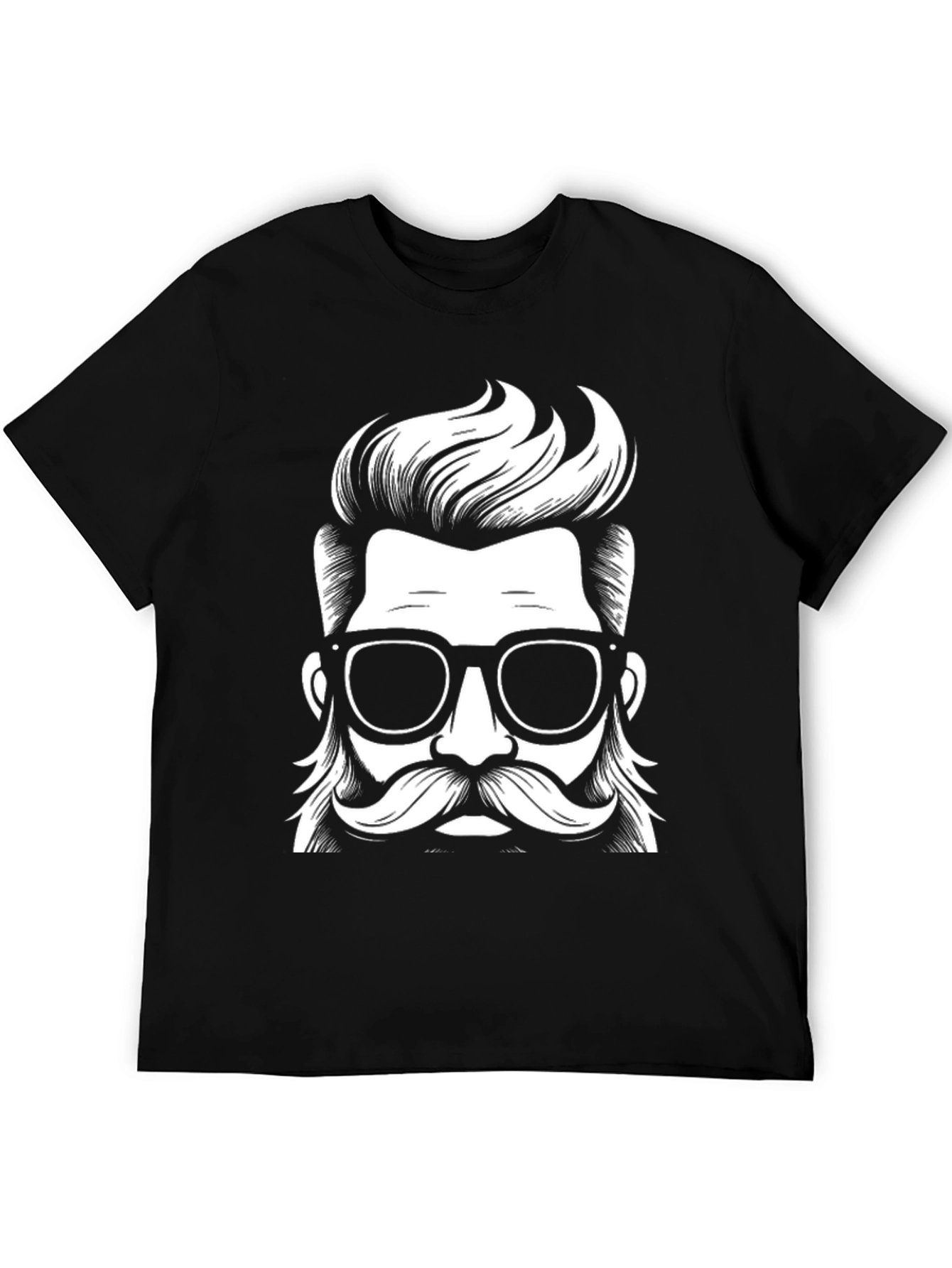 Stylish Black T-Shirt with Hipster Graphic