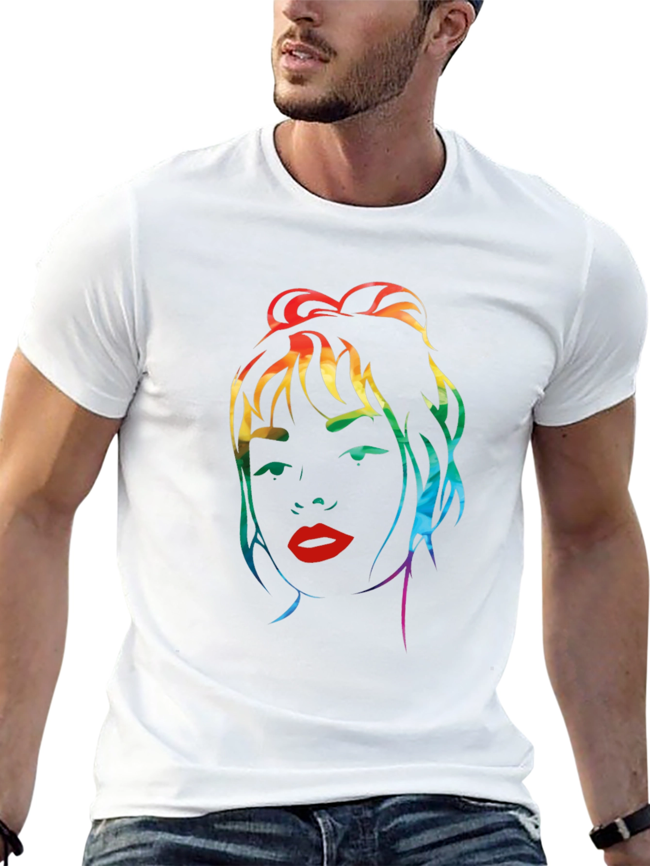 Rainbow Woman Graphic Black T-Shirt
