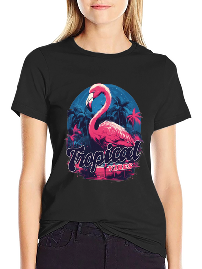Tropical Vibes Flamingo Graphic T-Shirt
