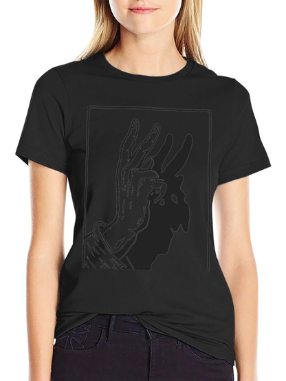 Shadow Rabbit Hand Gesture Black T-Shirt
