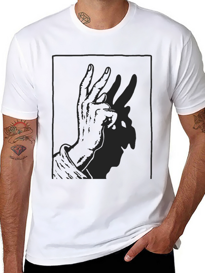 Shadow Rabbit Hand Gesture Black T-Shirt