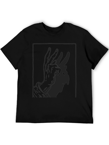 Shadow Rabbit Hand Gesture Black T-Shirt