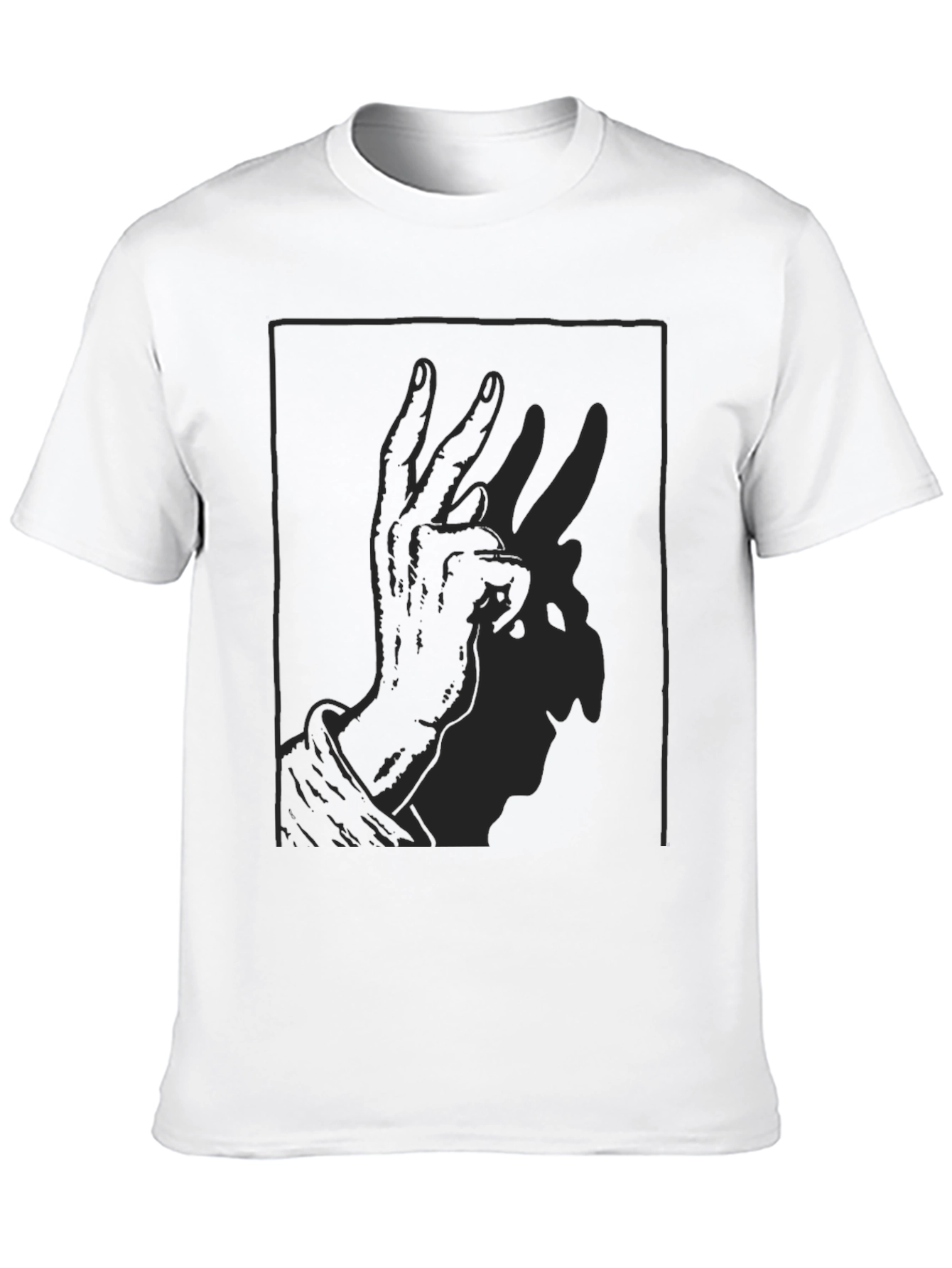 Shadow Rabbit Hand Gesture Black T-Shirt