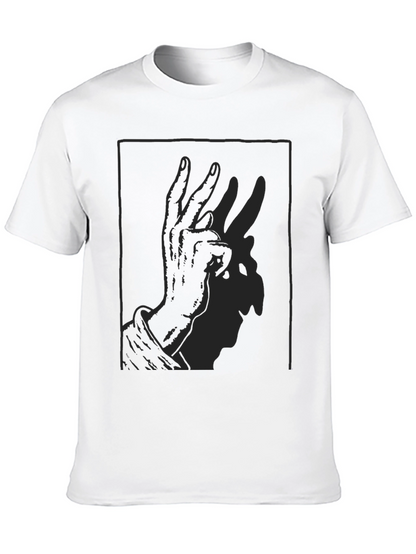 Shadow Rabbit Hand Gesture Black T-Shirt