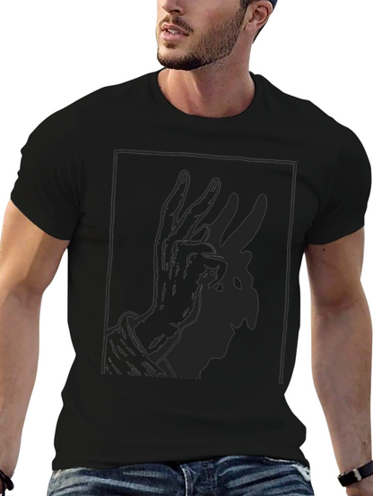 Shadow Rabbit Hand Gesture Black T-Shirt