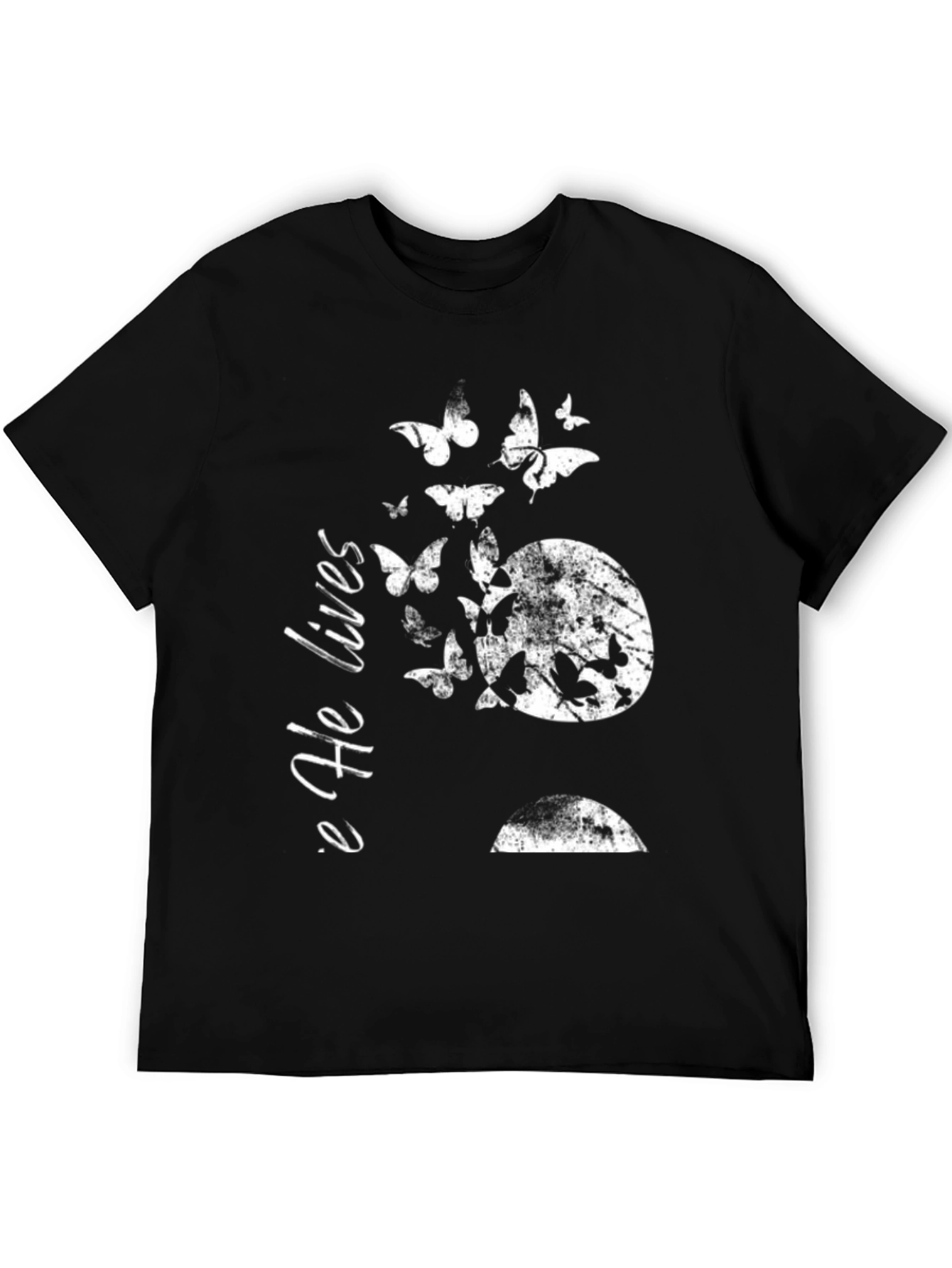 He Lives Butterfly Graphic Tee - Black