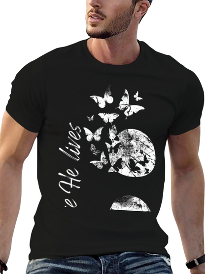 He Lives Butterfly Graphic Tee - Black