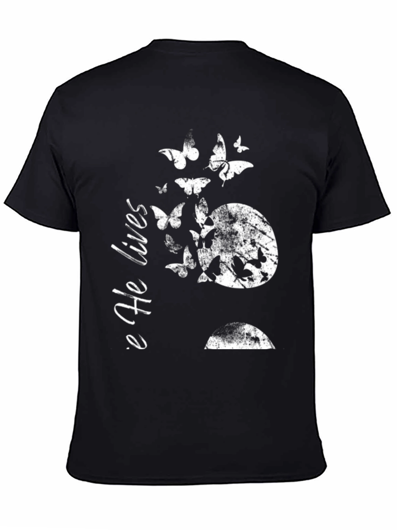 He Lives Butterfly Graphic Tee - Black