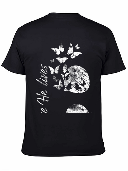 He Lives Butterfly Graphic Tee - Black