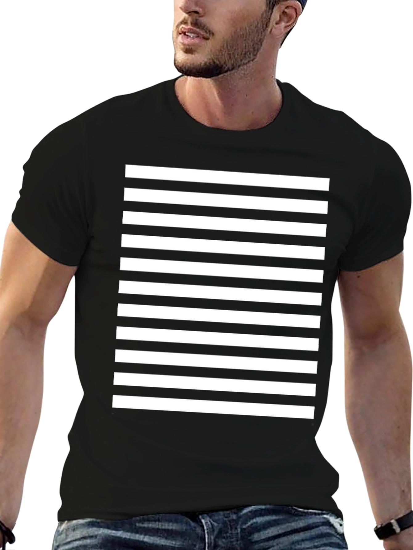 Striped Tee - Bold Black & White Design