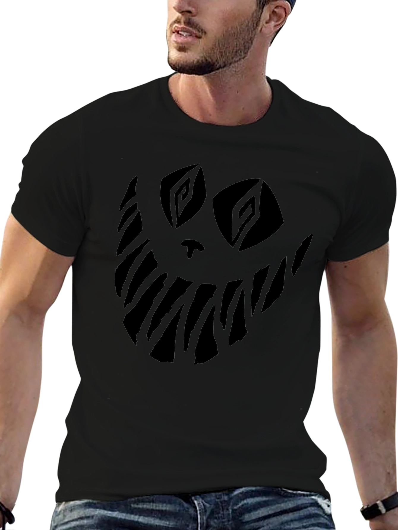 Mens Black Graphic T-Shirt - Spooky Smile