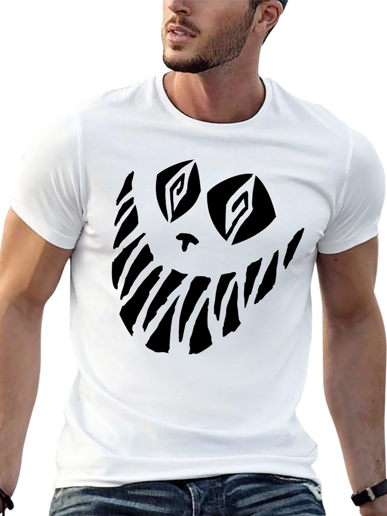 Mens Black Graphic T-Shirt - Spooky Smile