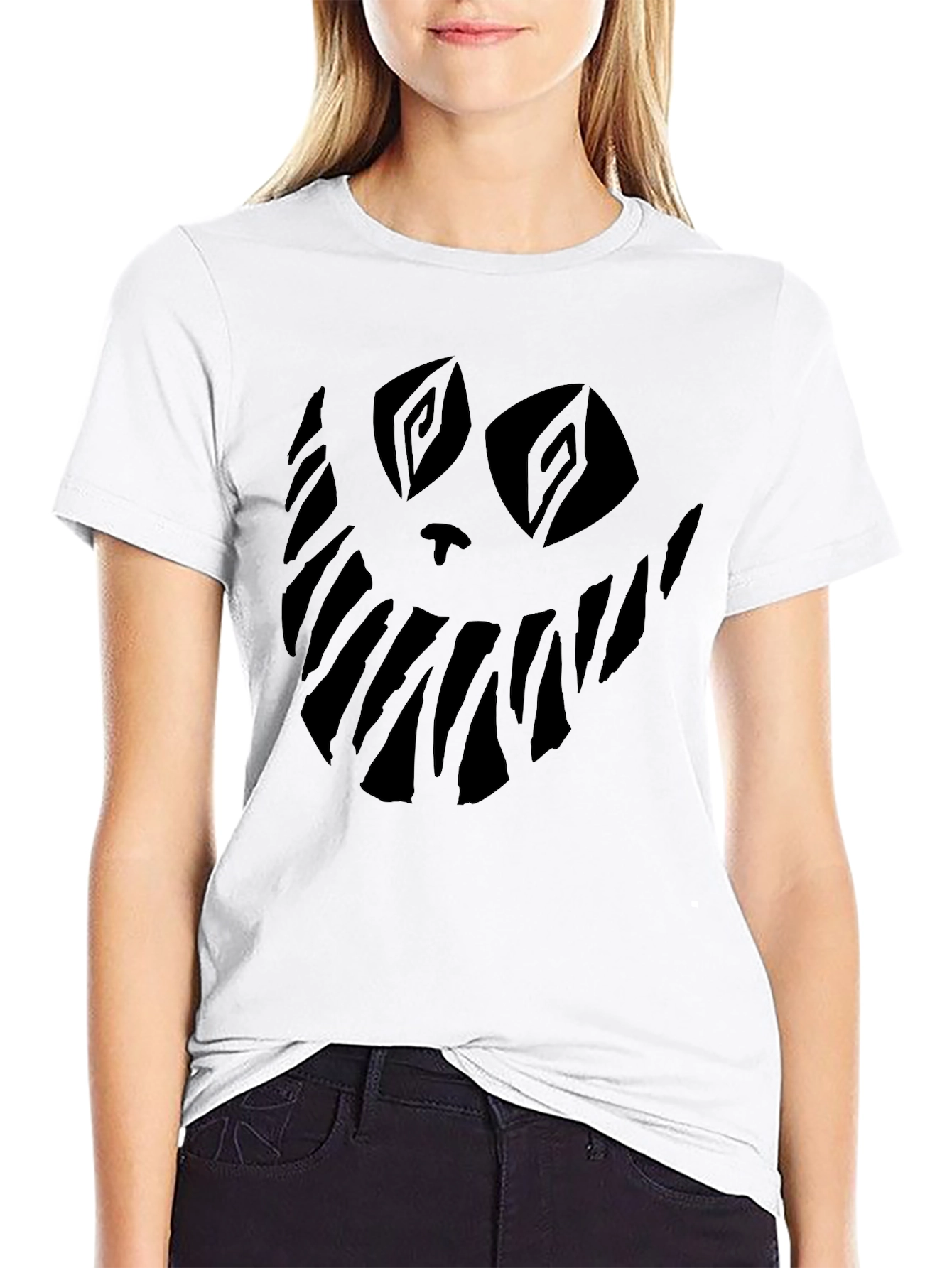Mens Black Graphic T-Shirt - Spooky Smile