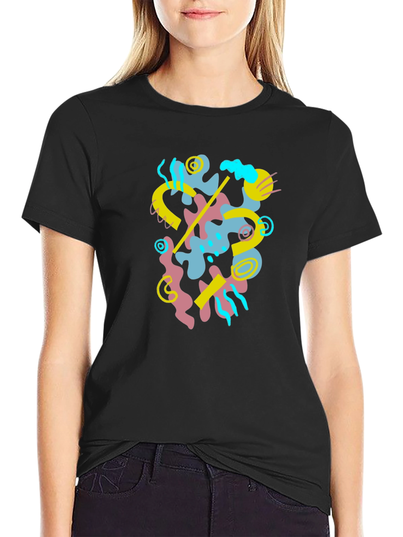 Abstract Graphic Black T-Shirt - Modern Art Tee
