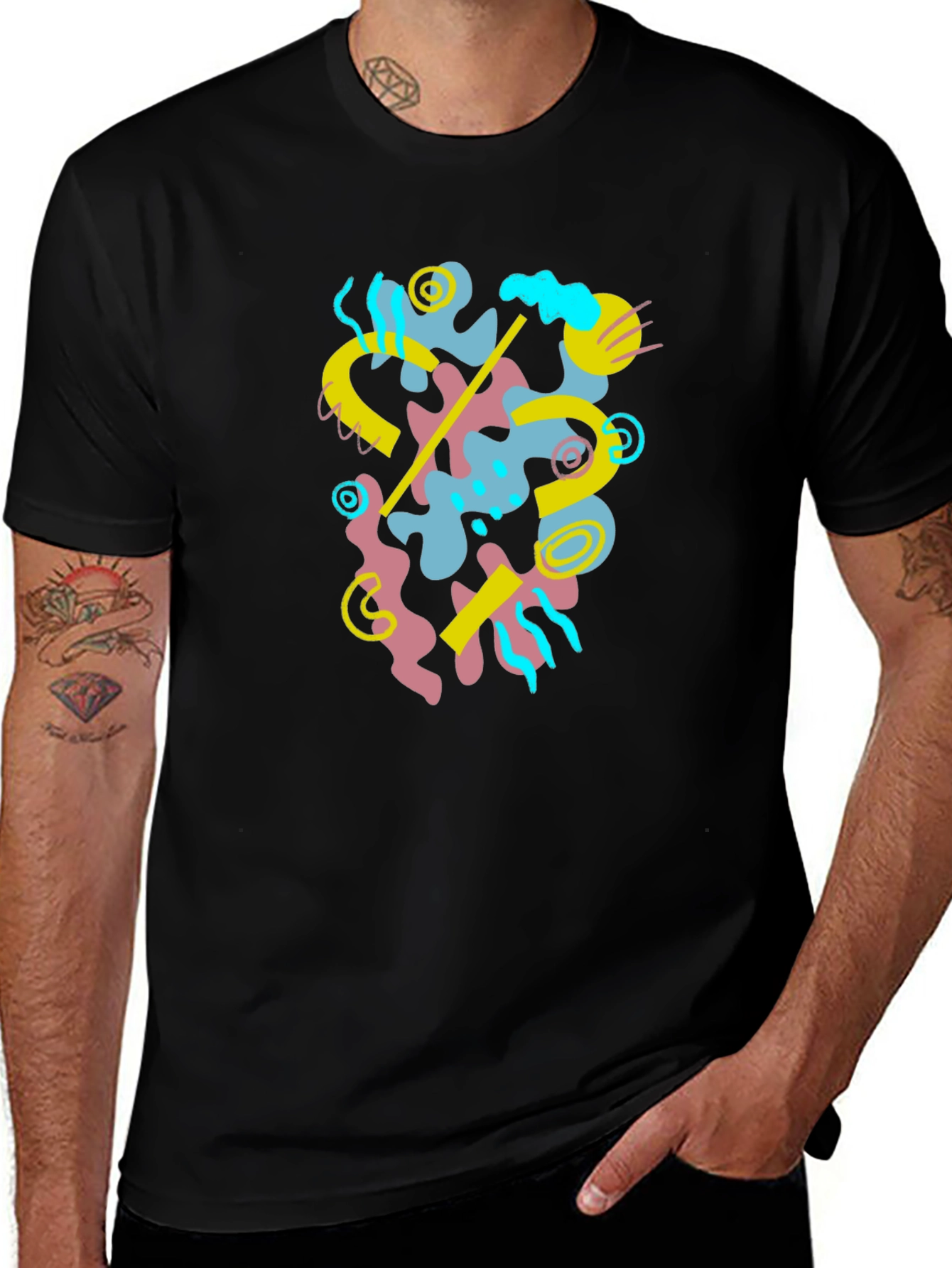 Abstract Graphic Black T-Shirt - Modern Art Tee