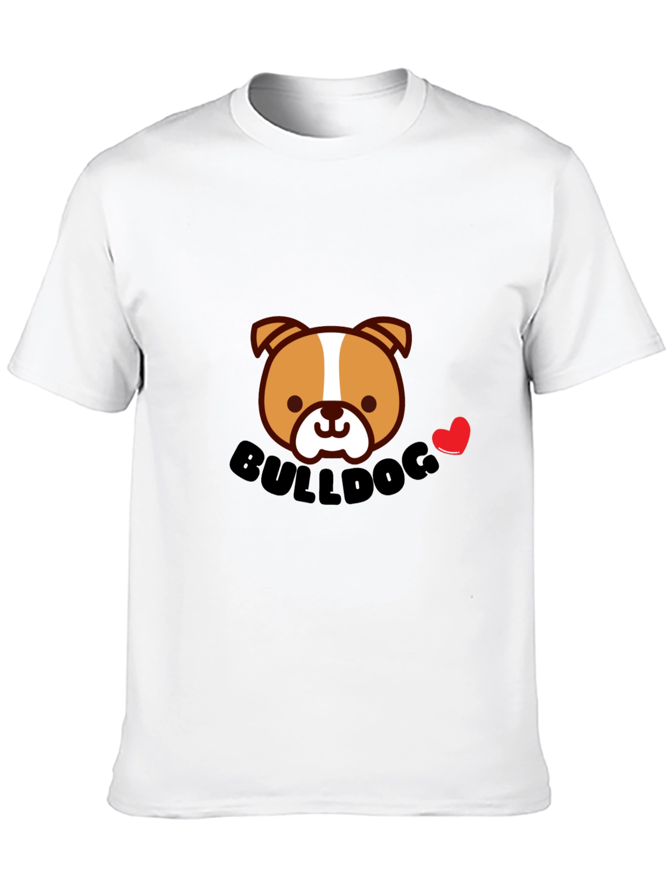 Cute Bulldog Cartoon Graphic Tee - Black Cotton T-Shirt