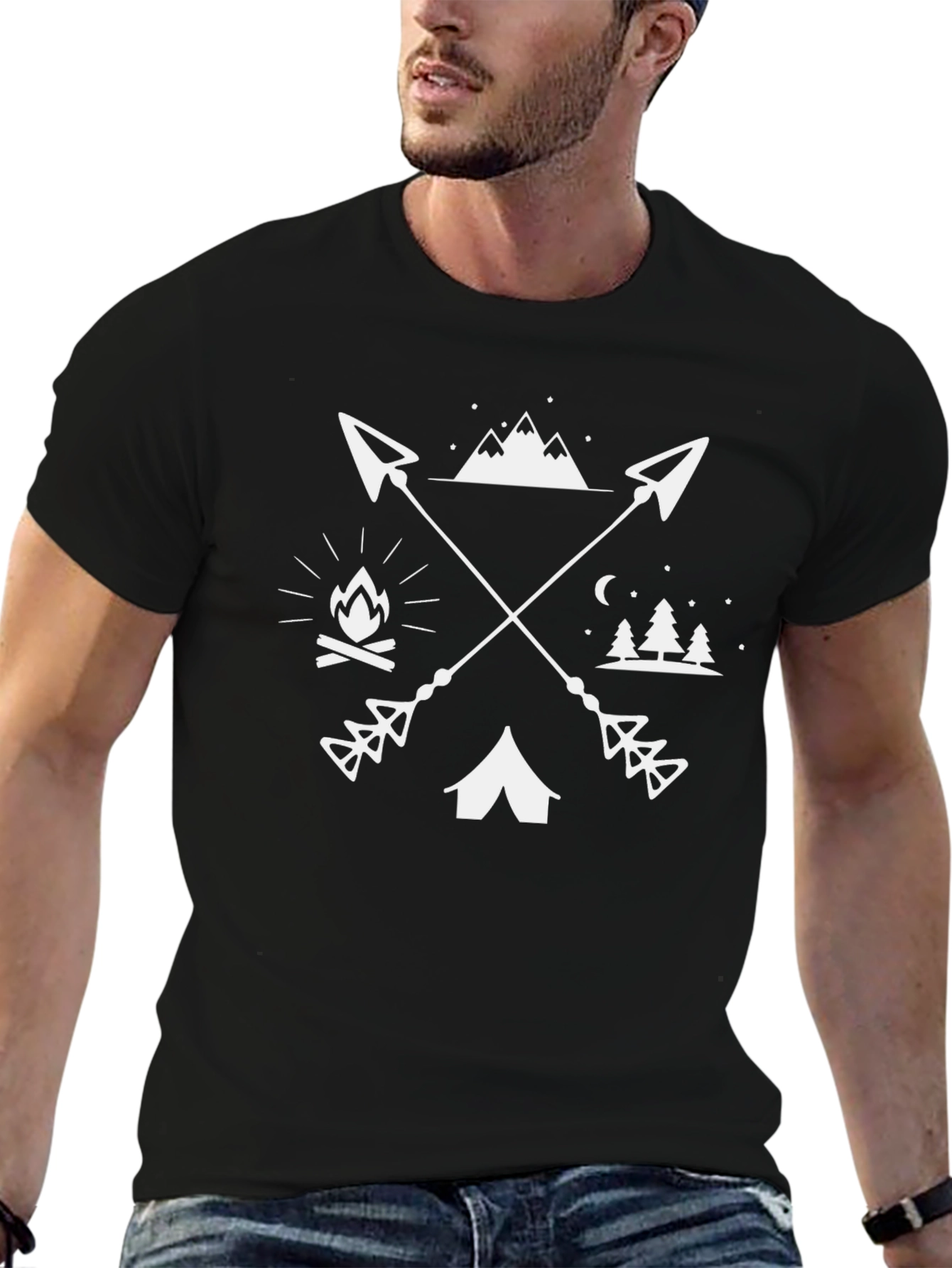 Adventure Seeker Graphic Tee - Black Cotton T-Shirt