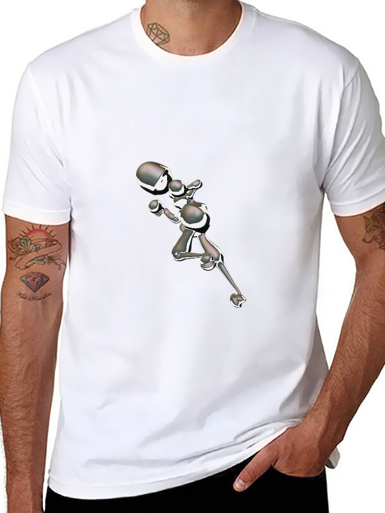 Abstract Boxer Graphic Black T-Shirt
