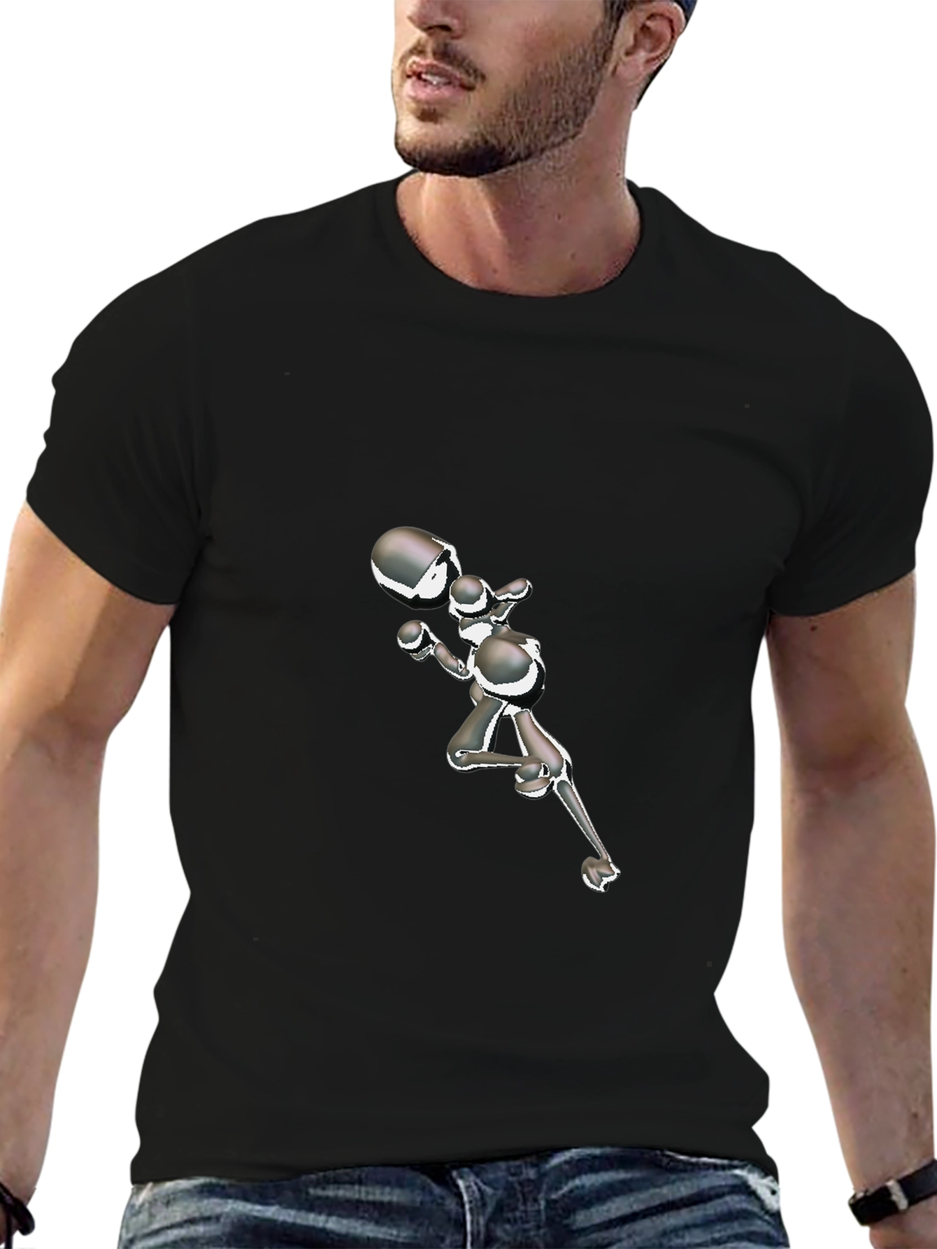 Abstract Boxer Graphic Black T-Shirt