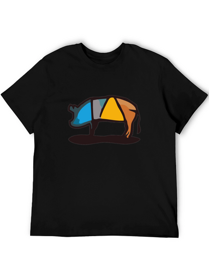 Abstract Pig Graphic Tee - Modern Style