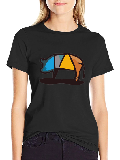 Abstract Pig Graphic Tee - Modern Style